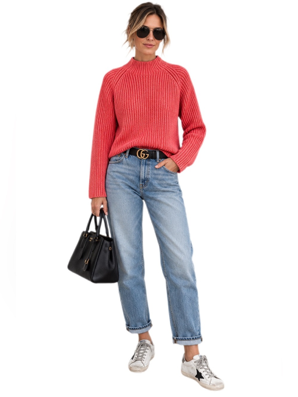 ALEXIS Oggi Rose Quartz Pink Ribbed Mock Neck Sweater XS